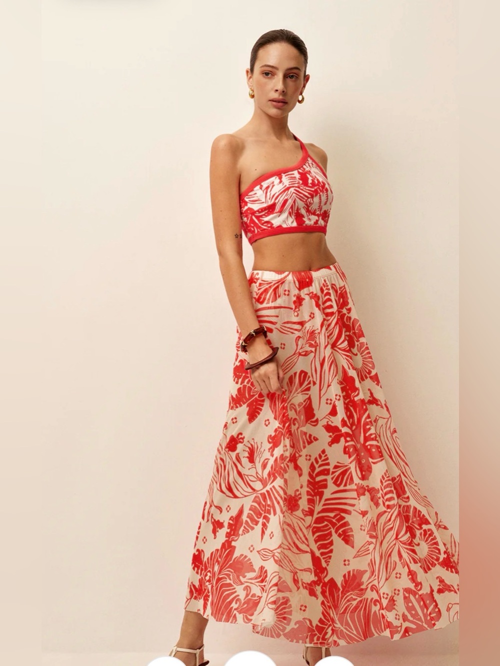 Commense Red Floral Maxi Sheer Coverup  Skirt - Women